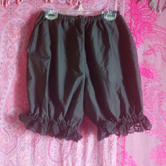 Vintage Pants - Handmade Cotton Gothic Lolita Bloomers Shorts Lace Trim